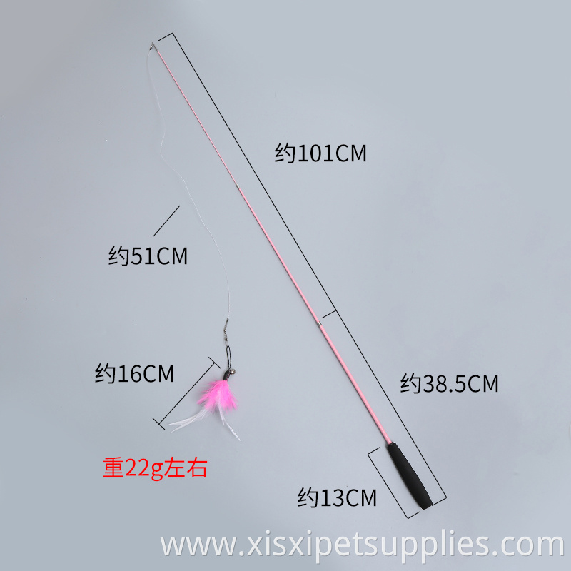 Colorful New Design Fishing Rod Cat Feather Wand Cat Teaser Stick Toy